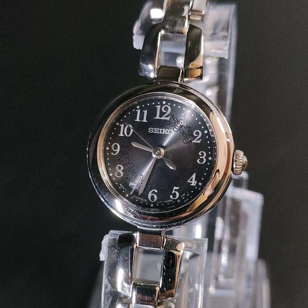 極美品【稼働品】SEIKO セイコー V117 ブラック シルバー