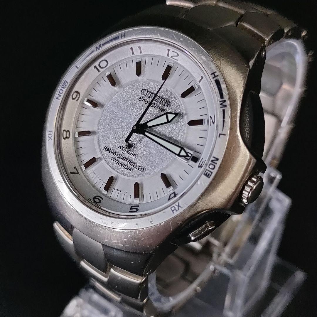 美品【稼働品】CITIZEN　シチズンアテッサ　A411　シルバー　ソーラー