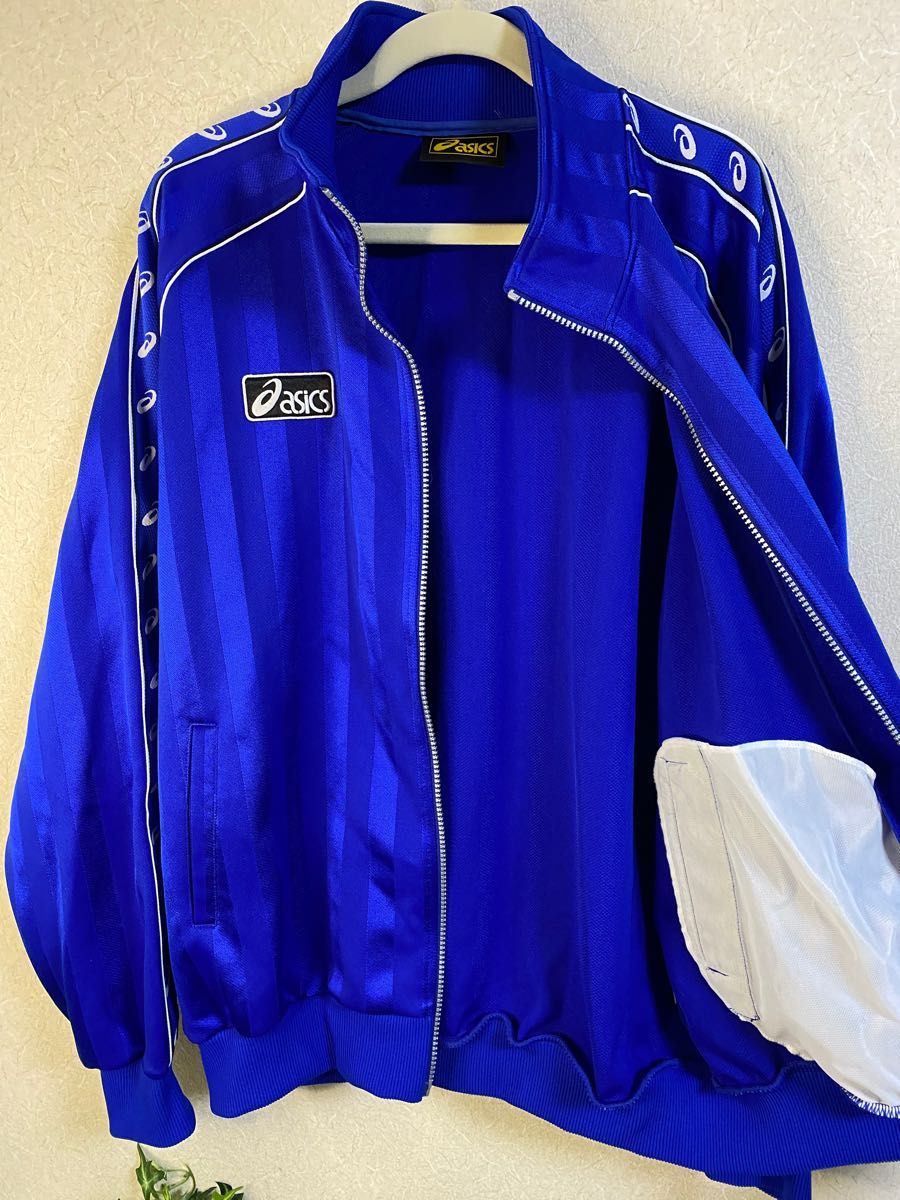 美品 asics アシックス ジャージ ブルー トラックジャケット O 美品 asics アシックス ジャージ ブルー トラックジャケット O