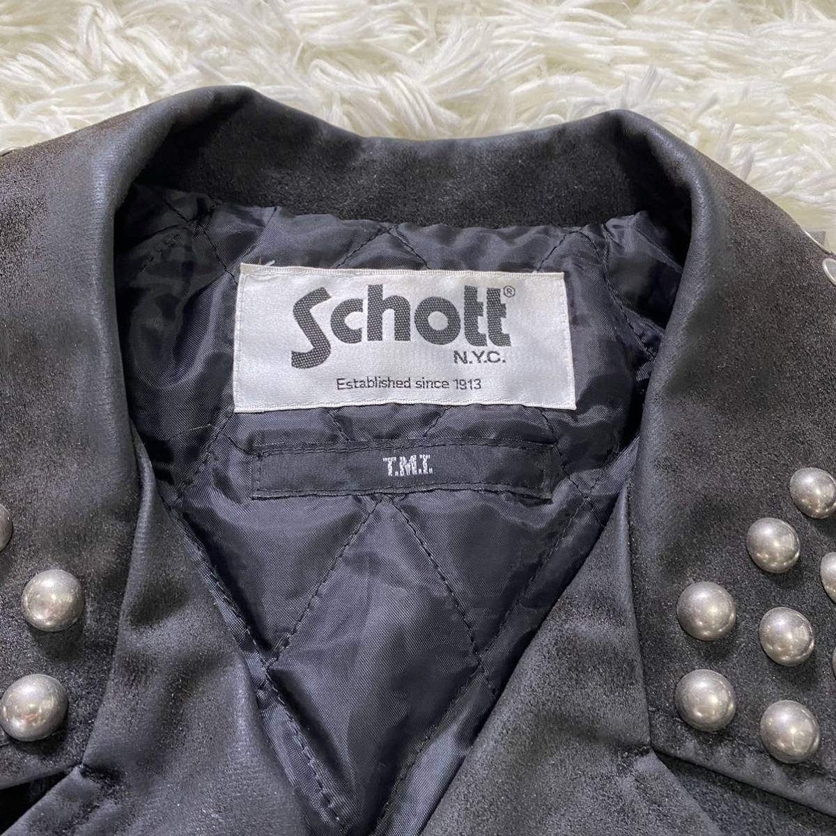 TMT×Schott ライダースジャケット Lサイズ スタッズ パウダー TMT×Schott ライダースジャケット Lサイズ スタッズ パウダー