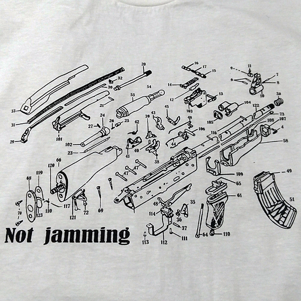 送込【Not Jamming】 AK47 / 分解図 / ホワイト★選べる5サイズ/S M L XL 2XL/ヘビーウェイト 5.6オンス_画像1