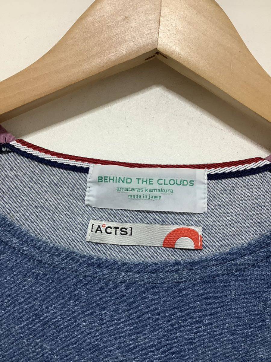 と1160 A°CTS アクトオブフェイス 半袖Tシャツ M BEHIND THE CLOUDS ブルー ストレッチ 日本製_画像3