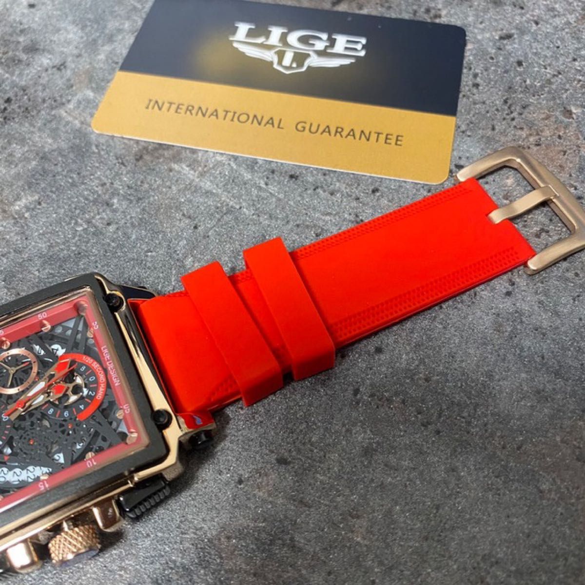 箱付き 海外限定 LIGE 高級感 抜群 ゴールド デジタル 腕時計 メンズ
