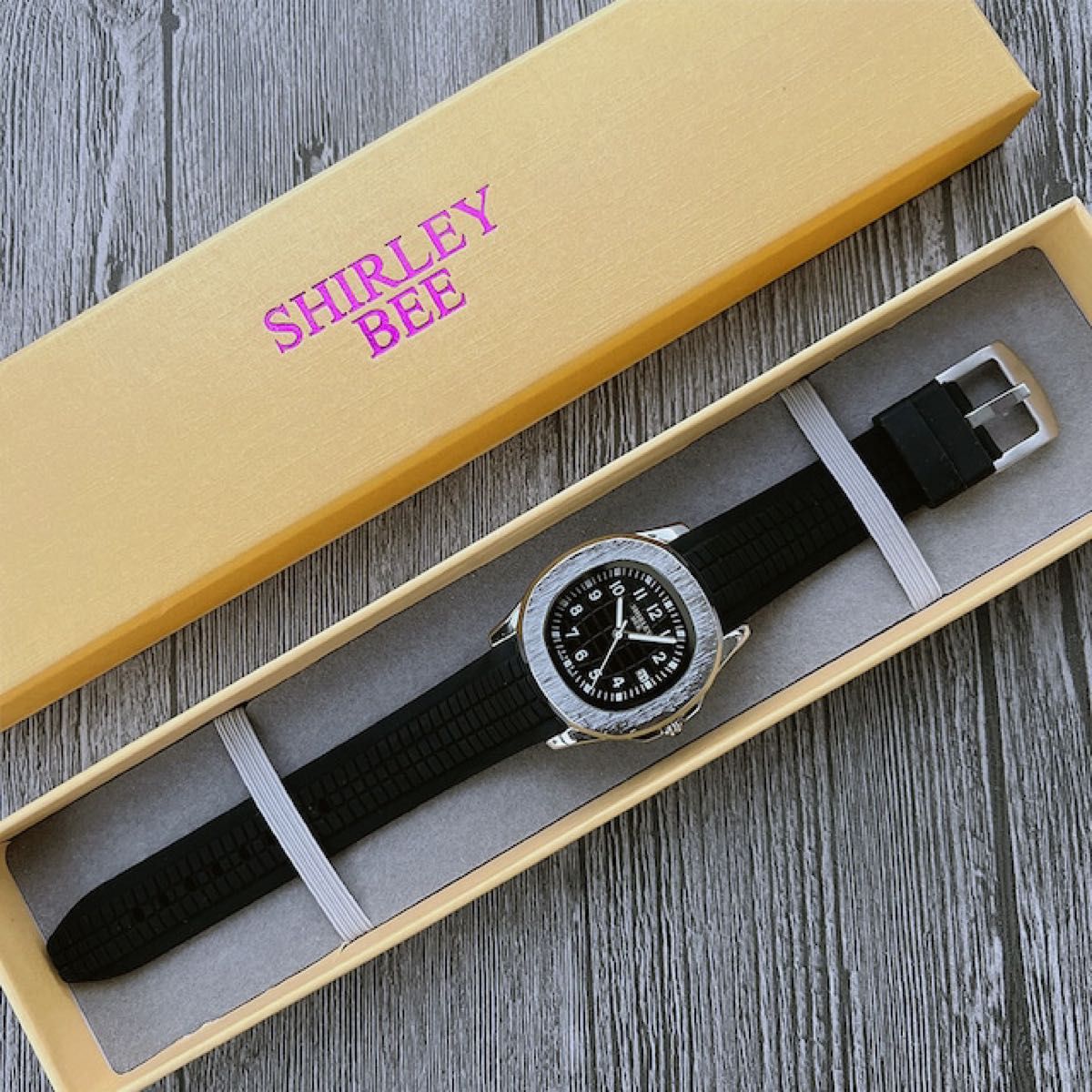 箱付き 新品 海外限定 SHIRLEY BEE 高級感 抜群 メンズ腕時計 ブラック