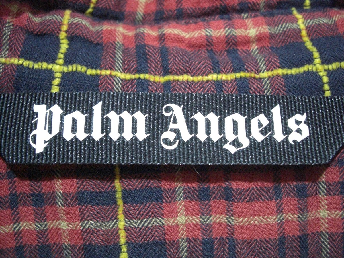 Palm Angels パームエンジェルス ペイント チェック ロング ボタンシャツ サイズ44 レッド系 トップス メンズ_画像3