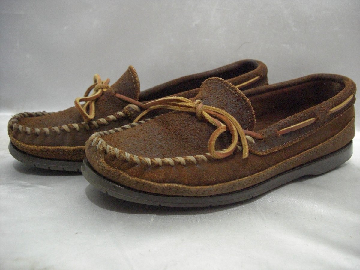 MINNETONKA Minnetonka мокасины кожа Loafer deck shoes размер 8 оттенок коричневого чай обувь мужской 
