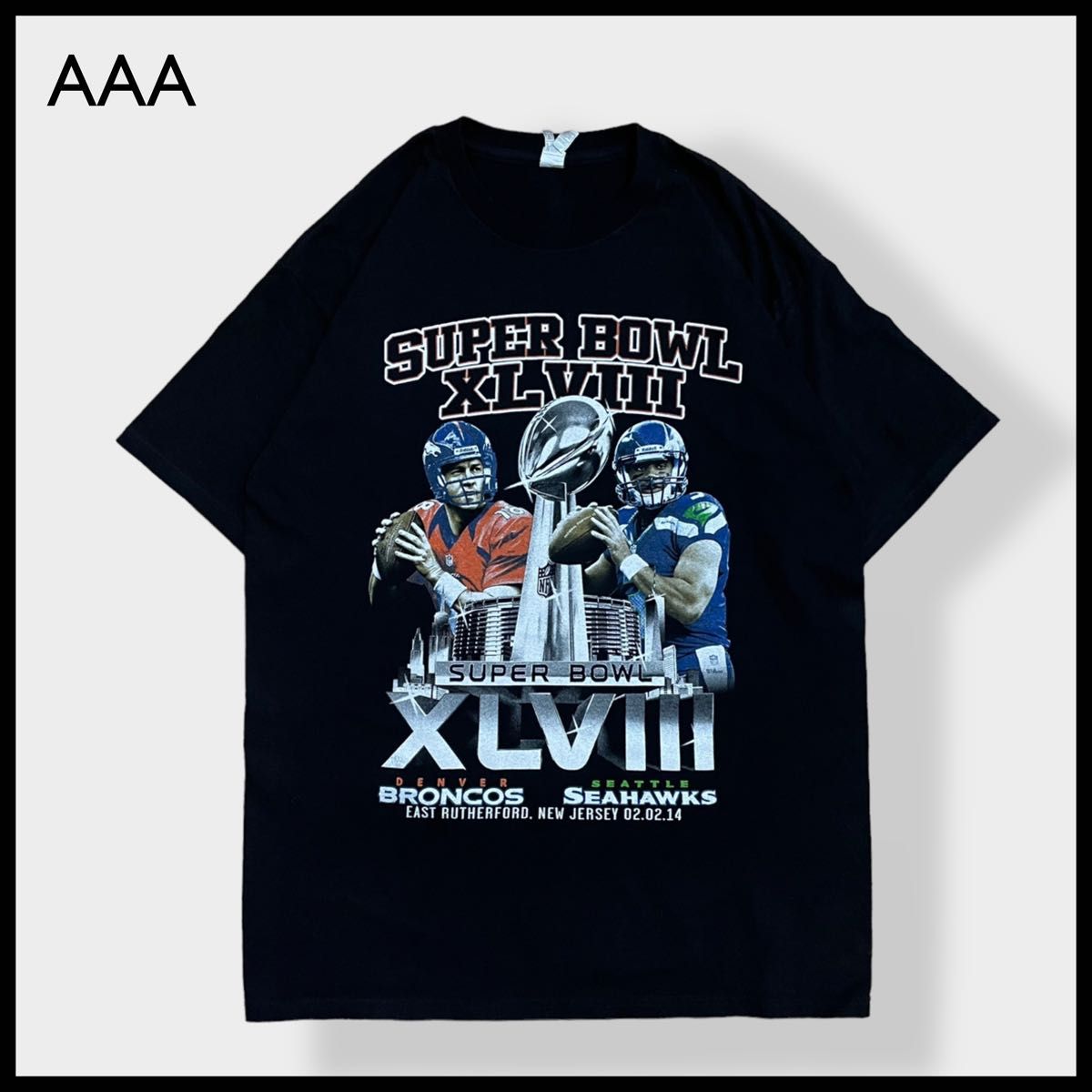 【AAA】NFL 2014 Super Bowl スーパーボウル プリント Tシャツ 両面プリント バックプリント アメフト 古着