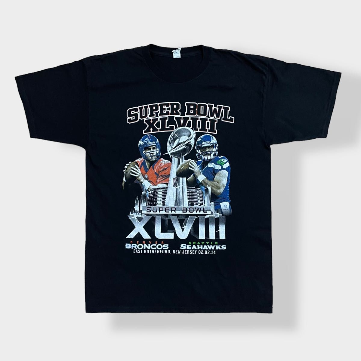 【AAA】NFL 2014 Super Bowl スーパーボウル プリント Tシャツ 両面プリント バックプリント アメフト 古着