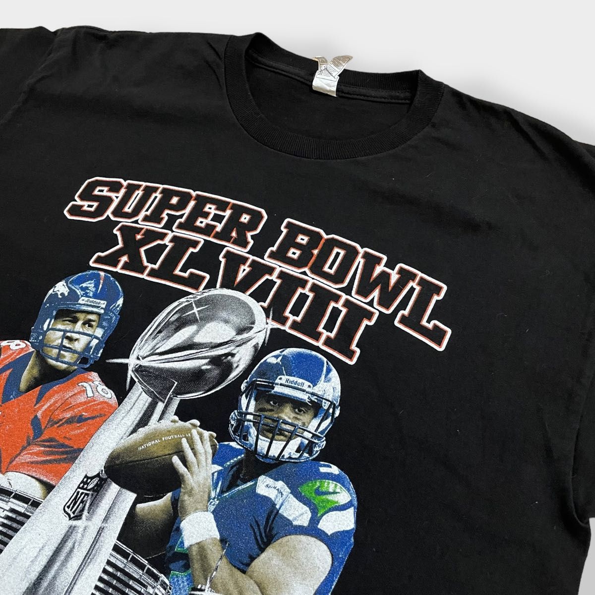 【AAA】NFL 2014 Super Bowl スーパーボウル プリント Tシャツ 両面プリント バックプリント アメフト 古着