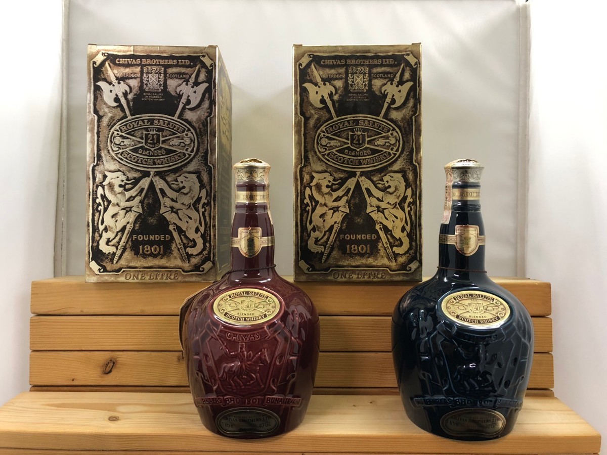 ロイヤルサルート 21年 1000ml2本セット 青赤 40%スコッチ 未開栓 箱