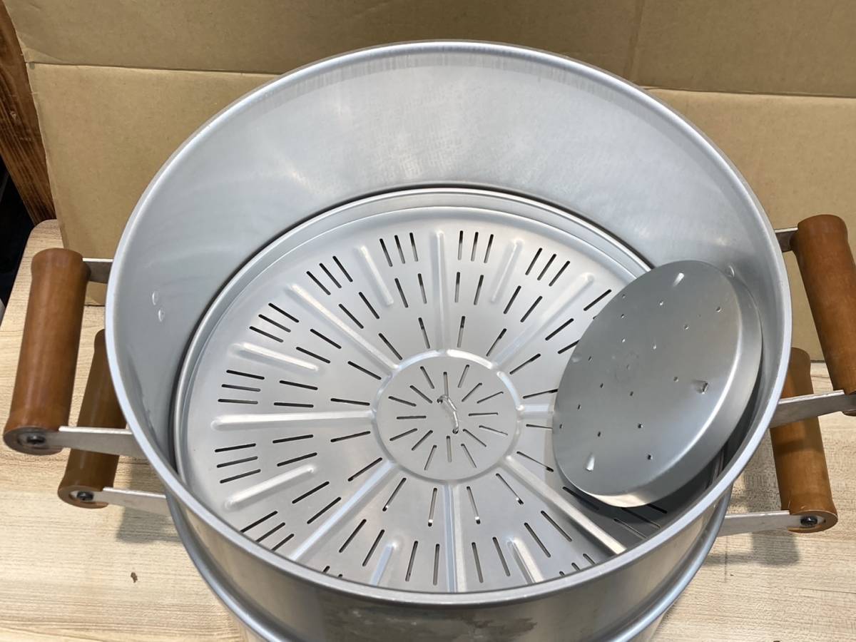 送料無料S75078 ホクセイ日軽 蒸し器 ジェットスチーマー 約30cm 3升×2段 良品_画像3