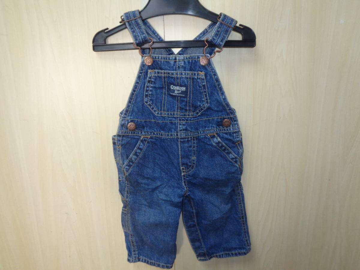 b961◆Osh Kosh B'gosh キッズ デニムオーバーオール◆オシュコシュビゴッシュ size6MONTHS ベビー服 インディゴ 綿100％ ゆうパケット5E_画像1