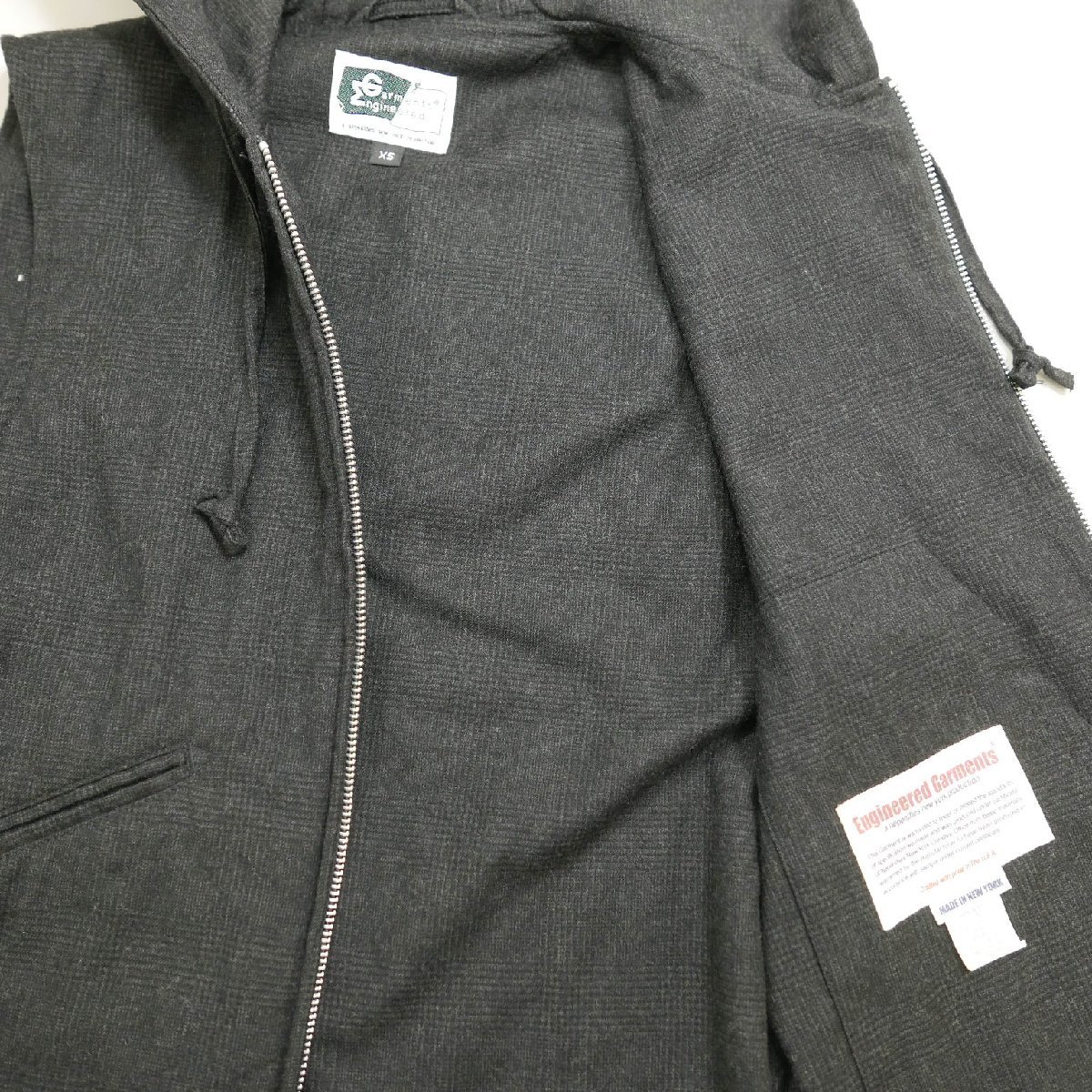 ENGINEERED GARMENTS エンジニアドガーメンツ メンズ アウター チェック フードベスト GRAY XS_画像4