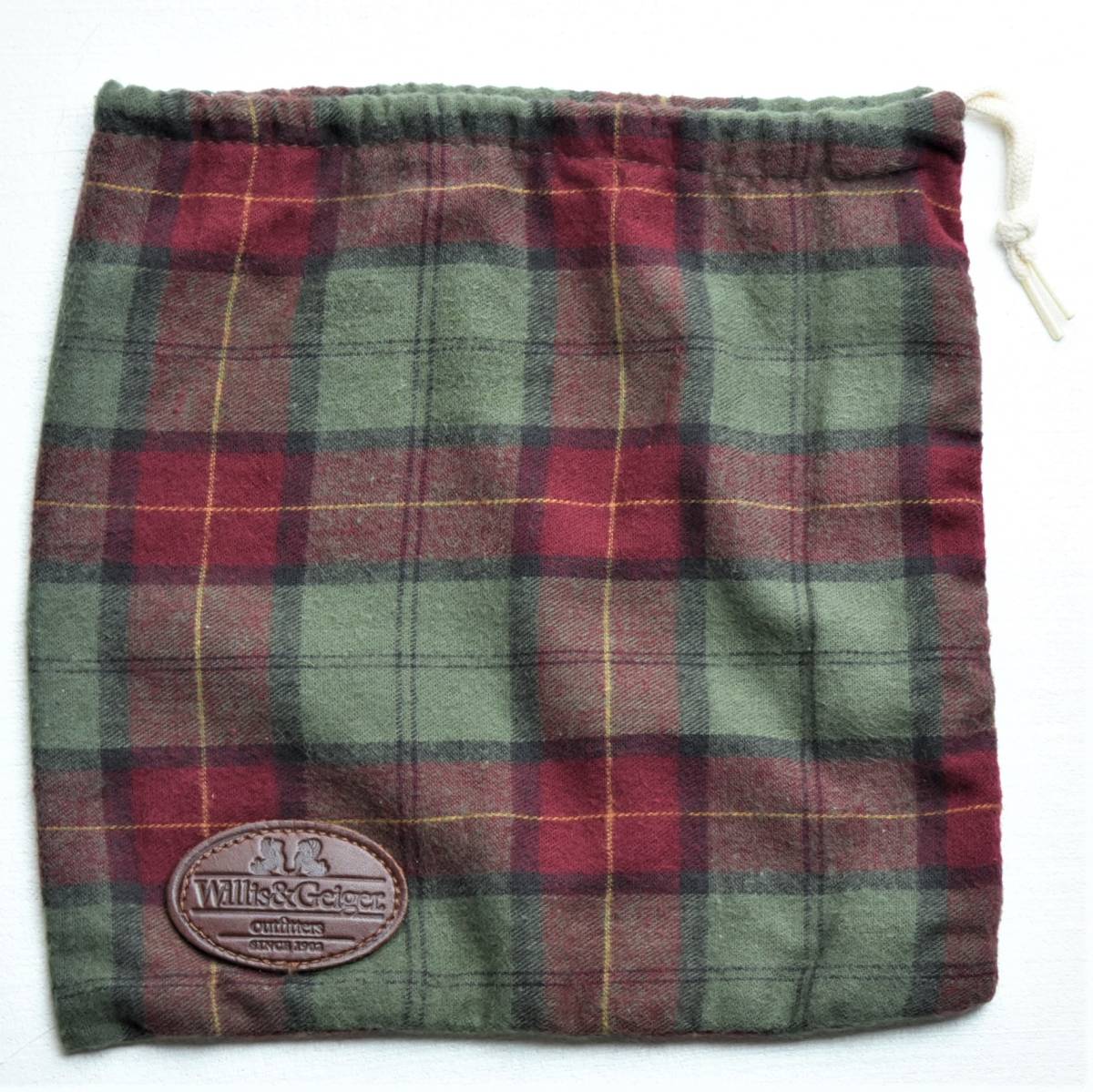  rare! Vintage Willis & Geiger flannel pouch bag case outdoor hunting fishing check leather patch 