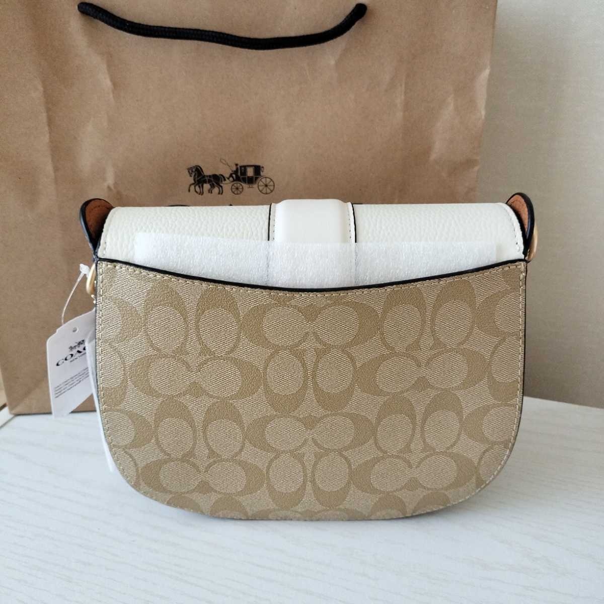 新品COACH ショルダーバッグ 白 ジョージ サドルバッグ 贈り物にも
