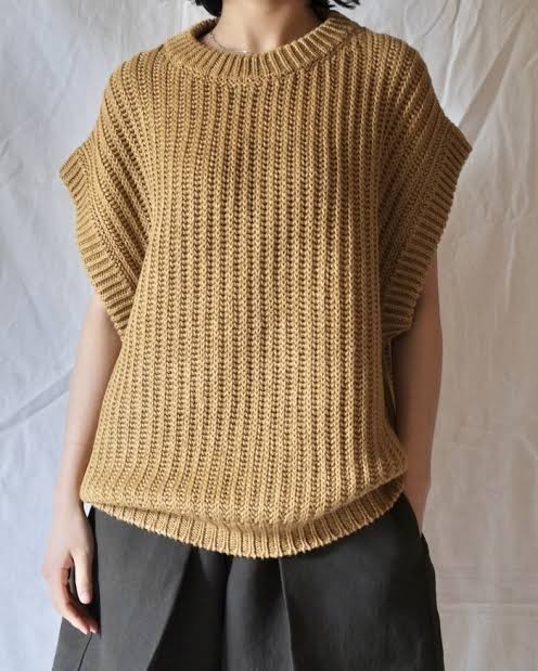 CristaSeya クリスタセヤ 20SS Linen Ribbed 3yarns Gilet リネン