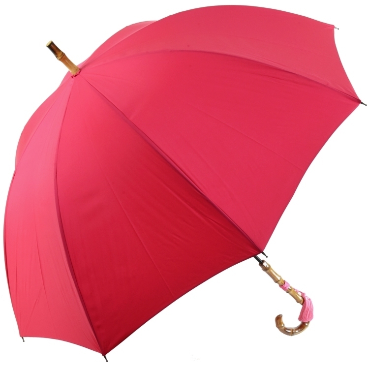  海外ブランド  レディース 傘 長傘 ピンク バンブーハンドル ８本骨 雨傘 超撥水 深張り バードゲージ WAKAO ミラトーレ 長傘