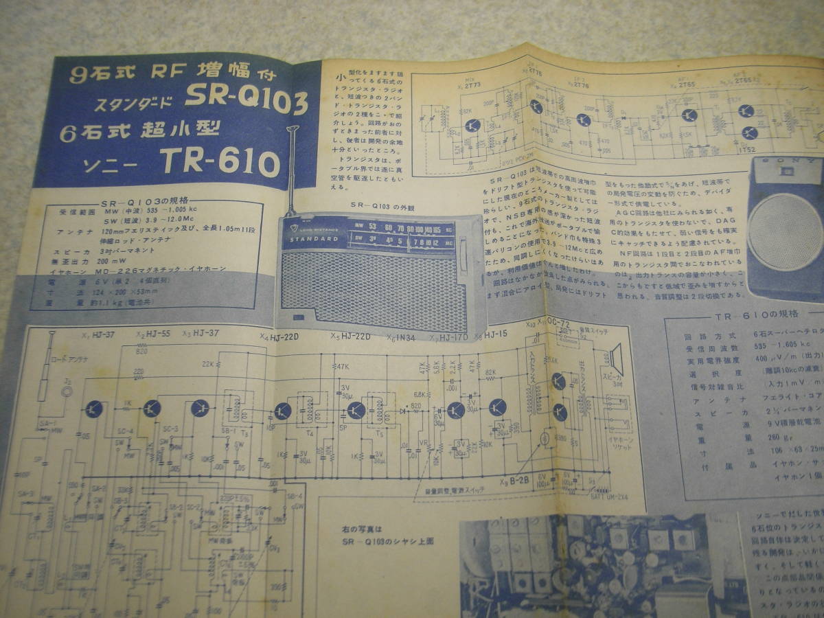 電波科学 1959年1月号 ゲルマラジオ等の製作 全回路図集＝ゼネラルSF-1400/コリンズ75A-4/ソニーTR-610/スタンダードSR-Q103/松下AF-300の画像8