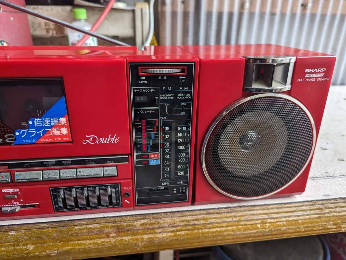 S:希少 SHARP QT-88R ラジカセ 昭和レトロ シャープ ダブルラジカセ
