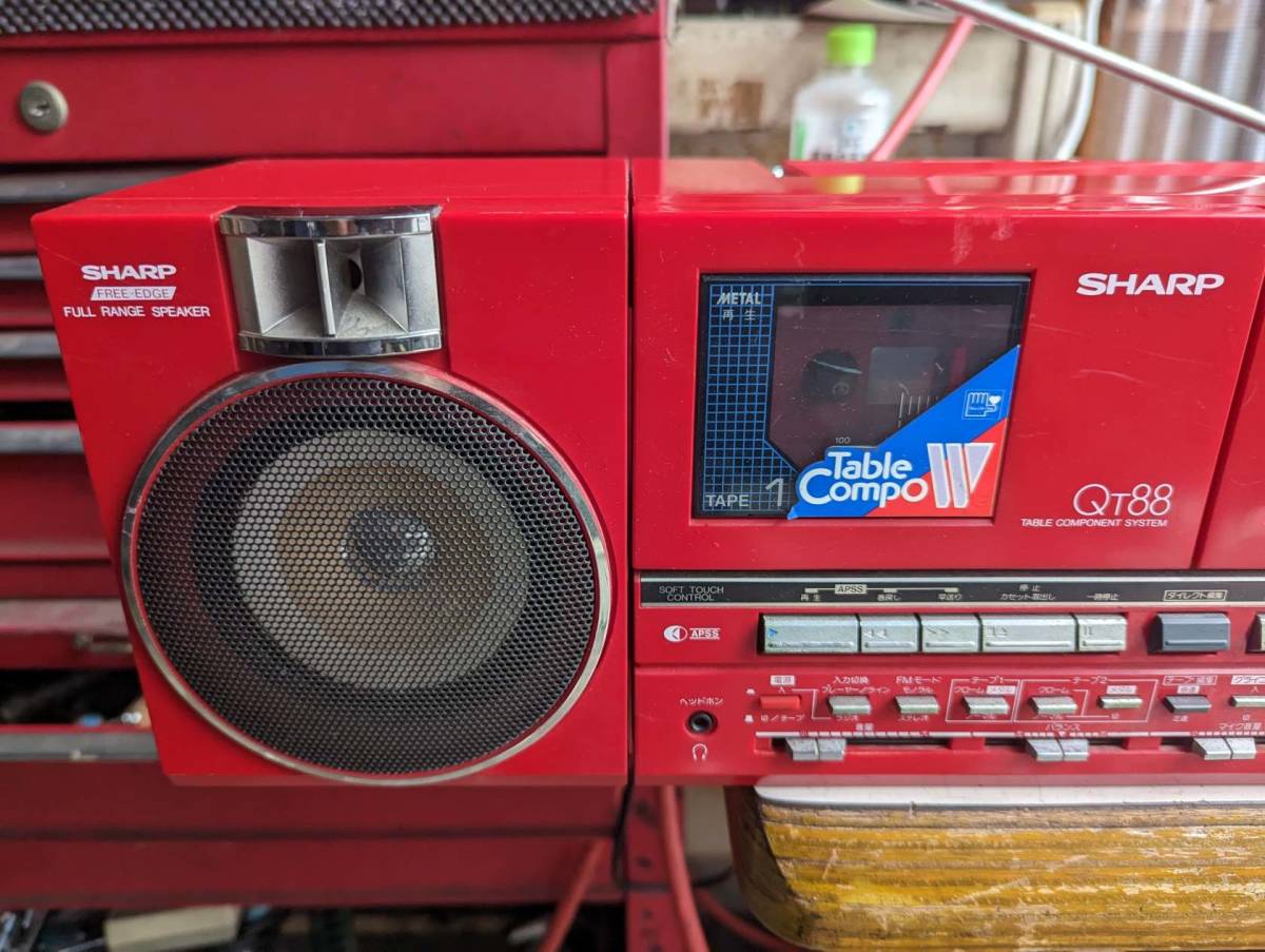 S:希少 SHARP QT-88R ラジカセ 昭和レトロ シャープ ダブルラジカセ