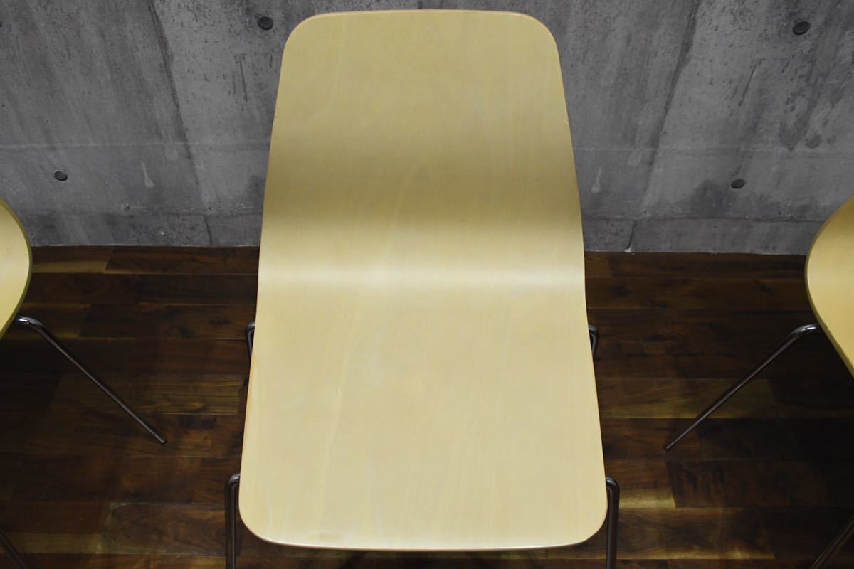 CEC57 ACTUS アクタス MAKA プライウッド スタッキングチェア 3脚セット イタリア製 ビーチ材 ダイニングチェア シンプルモダン 食卓椅子_画像5