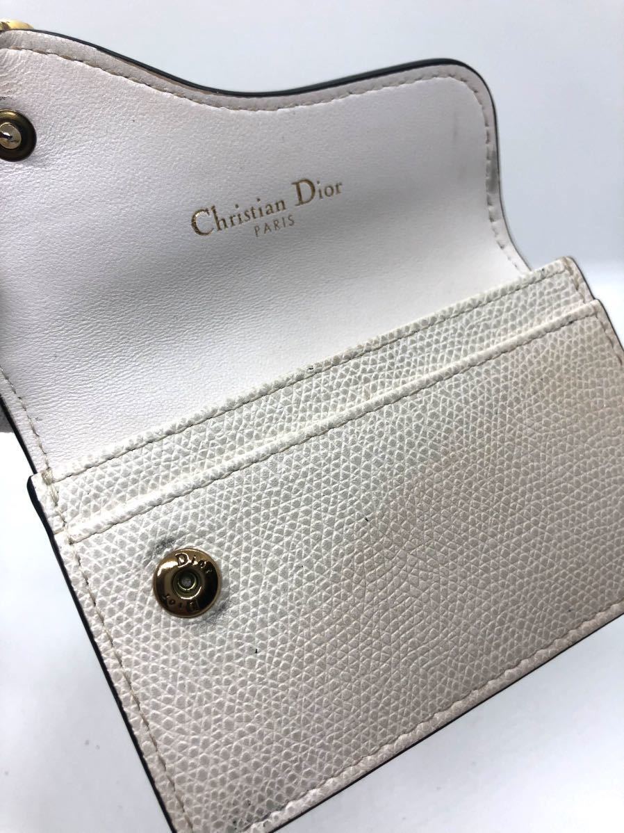 ■美品■超希少■Christian Dior クリスチャンディオール　サドル　名刺入れ　カードケース　レザー　D金具　ホワイト　刻印あり