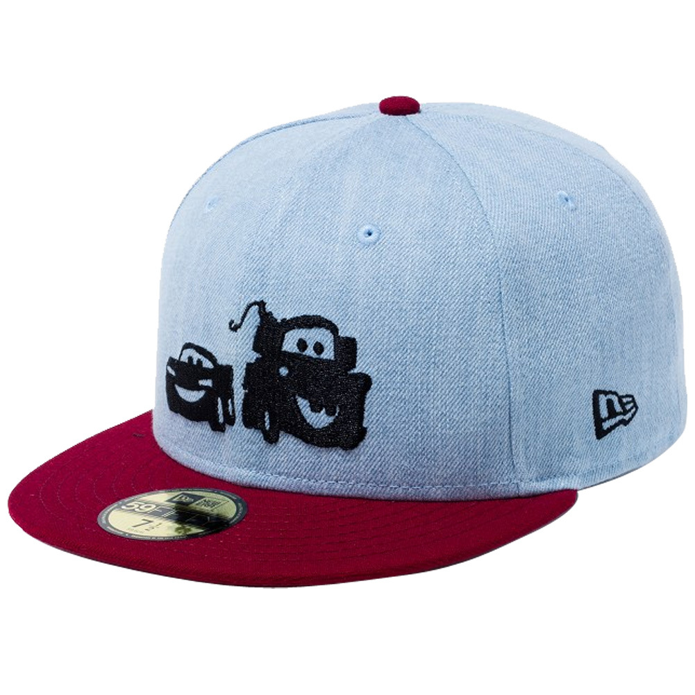 カーズ ニューエラ 5950 キャップ ウォッシュドデニム カーディナル ブラック Cars New Era 59FIFTY Cap ピクサー クロスロード 7 1/2 59.6_画像1