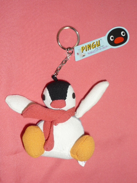 激レア！レトロ １９９５年 PINGU ピングー キャラクター ちりめんぬいぐるみキーホルダー(非売品)①ピンガ_画像1