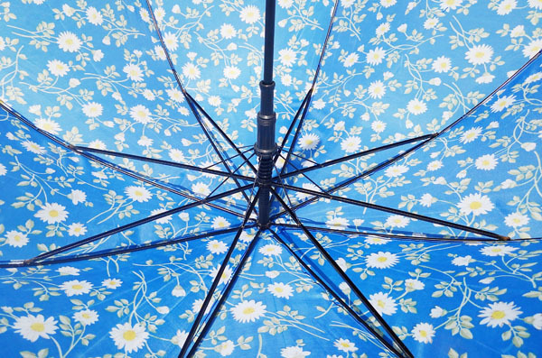 ☆女性用傘 ブルー生地の花柄 ジャンプ式 レディース　中古☆_画像5