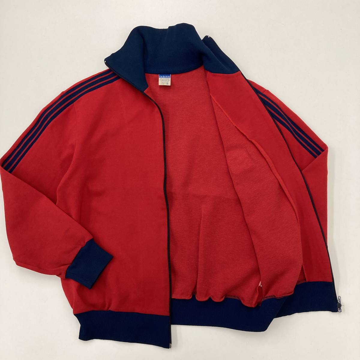 80s adidas 西ドイツタグ デサント ジャージ 赤×紺 レッド ネイビー 5サイズ アディダス トラックジャケット ブルゾン VINTAGE 3030434_画像6