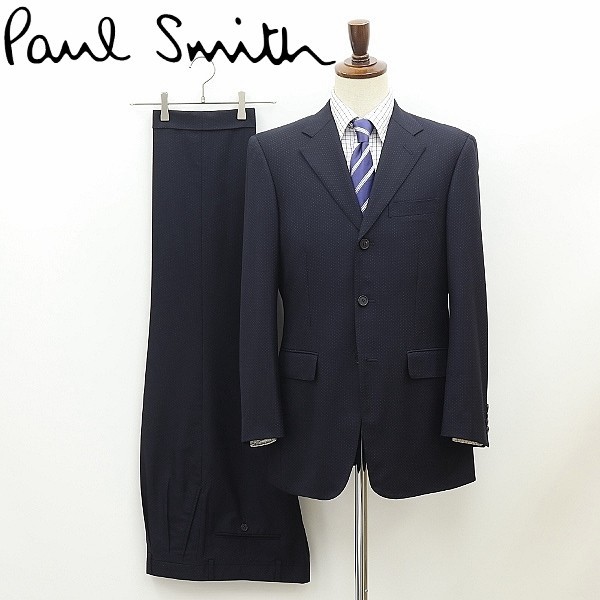本店は Smith ◇Paul LONDON L ネイビー スーツ 3釦 ドット柄 ロンドン