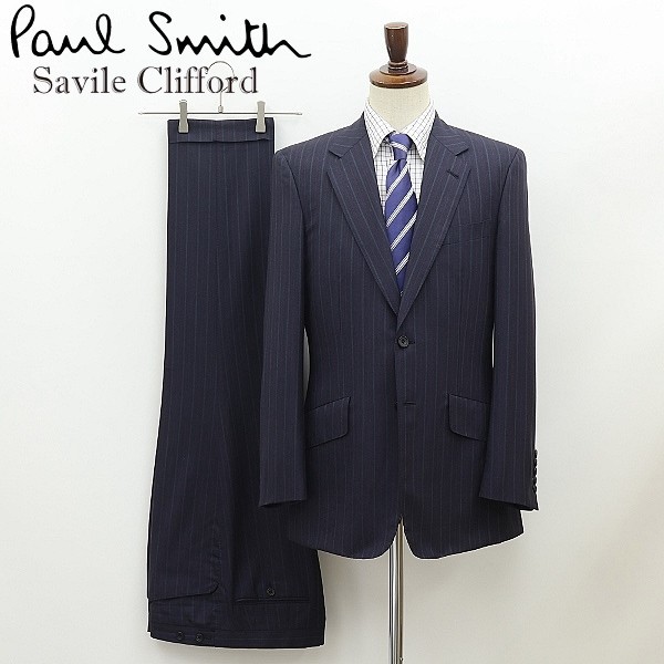 【セール 登場から人気沸騰】 ◆Paul XL ネイビー スーツ 2釦 ストライプ柄 Clifford ブリティッシュコレクション×Savile ポールスミス Collection British Smith スーツ