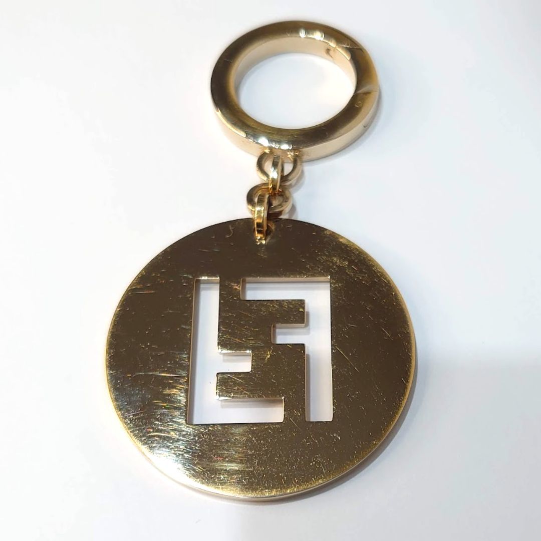 [ Stone lack none ]FENDI Fendi Zucca key holder charm Gold × Stone box * storage bag attaching [ free shipping ]