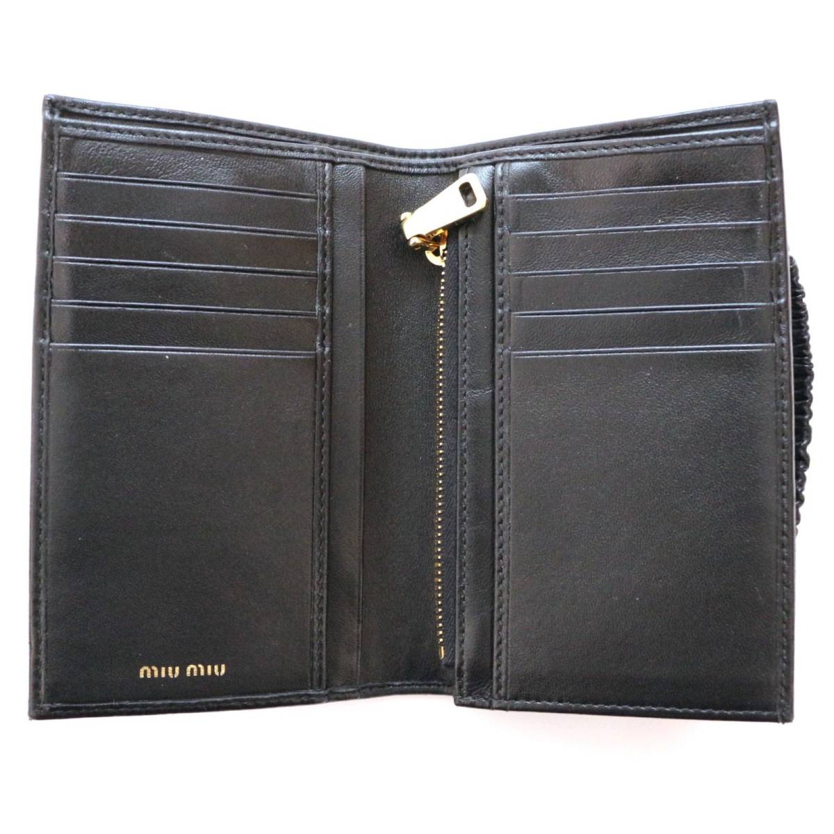 ミュウ ミュウ 5MV024 ギャザー 折り財布 ウォレット folded wallet