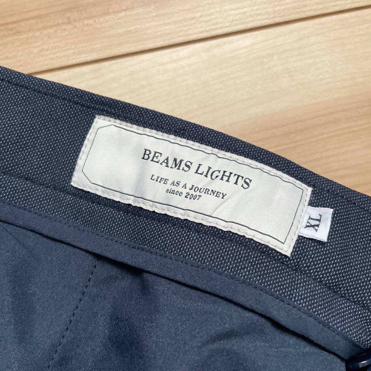 【美品】BEAMS LIGHTS ビームス ライツ 春夏 スラックス ネイビー XL パンツ_画像3