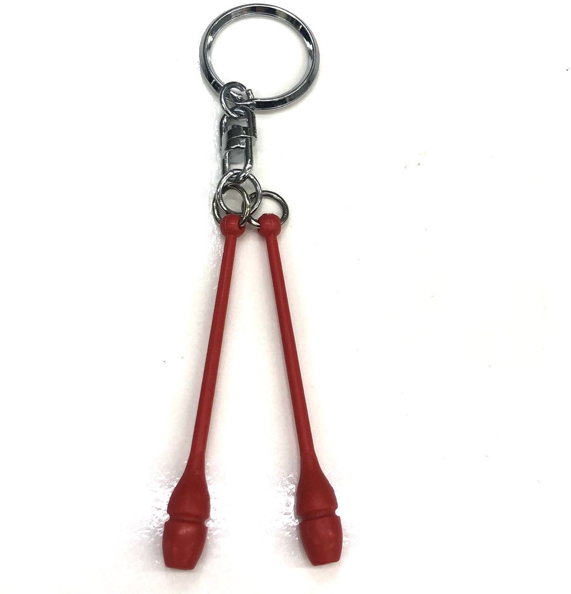  red Sasaki sport key holder SASAKI miniature Club mascot accessory .. stick retro rhythmic sports gymnastics gymnastics unused red 