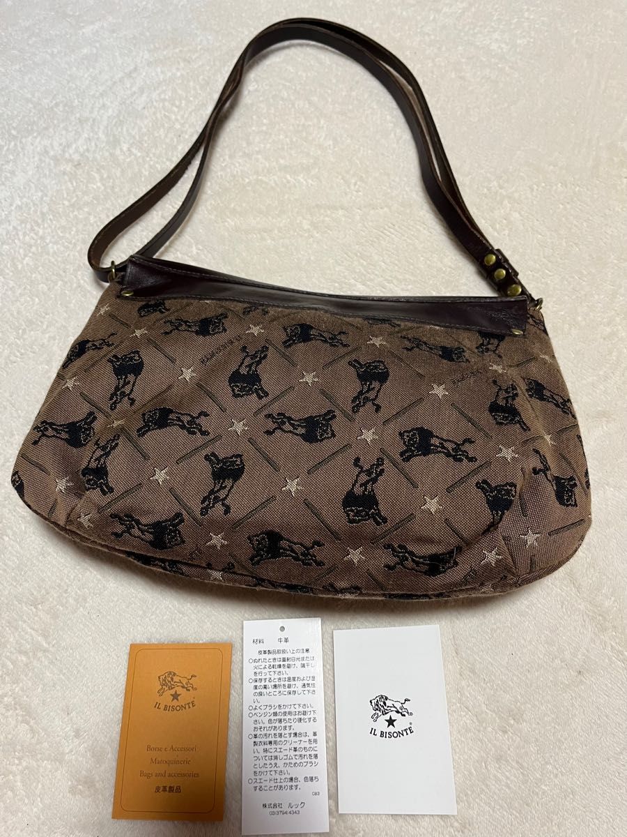 レア IL BISONTE イルビゾンテ モノグラム 本革&キャンバス ショルダー