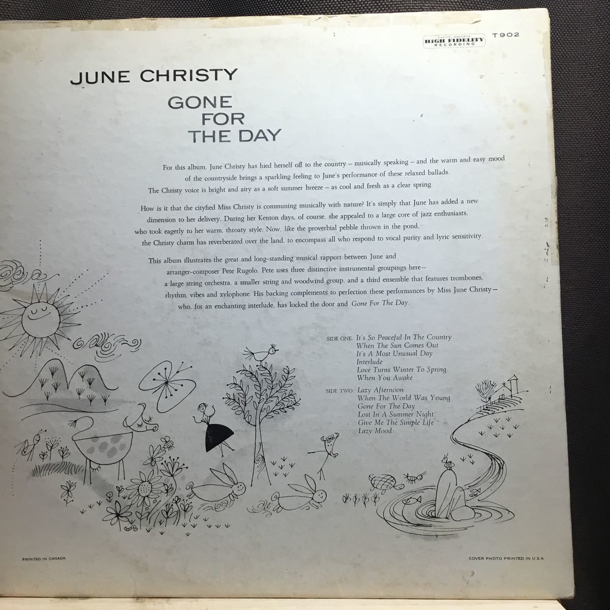 LP★カナダ盤MONOレア!!深溝 JUNE CHRISTY/GONE FOR THE DAY ジェーン・クリスティ T902_画像2