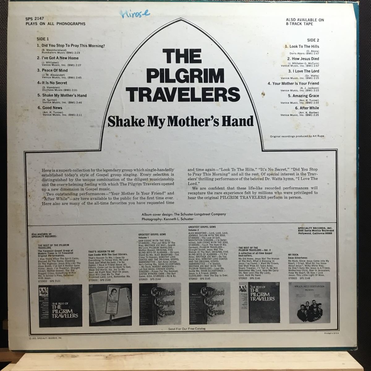 LP★USオリジナル盤 THE PILGRIM TRAVELERS / Shake My Mother's Hand ゴスペル SPS2147 specialty_画像2