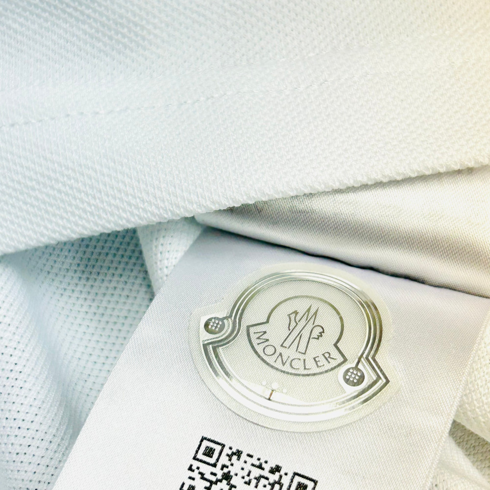 新品 XXXLサイズ MONCLER ロゴ パッチ トリコロール ポロシャツ ホワイト モンクレール_画像6
