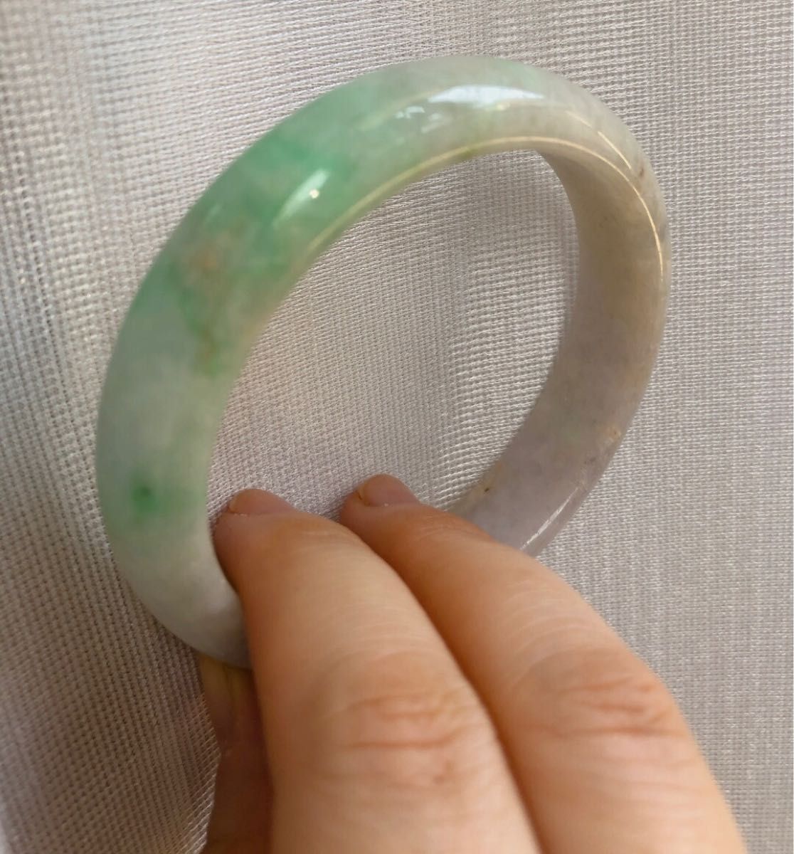 骨董品】春帯彩天然翡翠楊緑ラベンダーヒスイミャンマー産未処理内径56