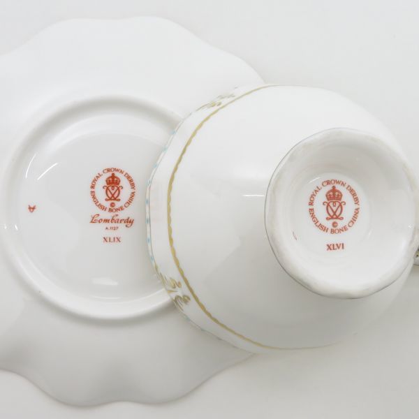 ロイヤルクラウンダービー カップ＆ソーサー■ロンバディー C&S 5客セット Royal Crown Derby 1級品_画像3