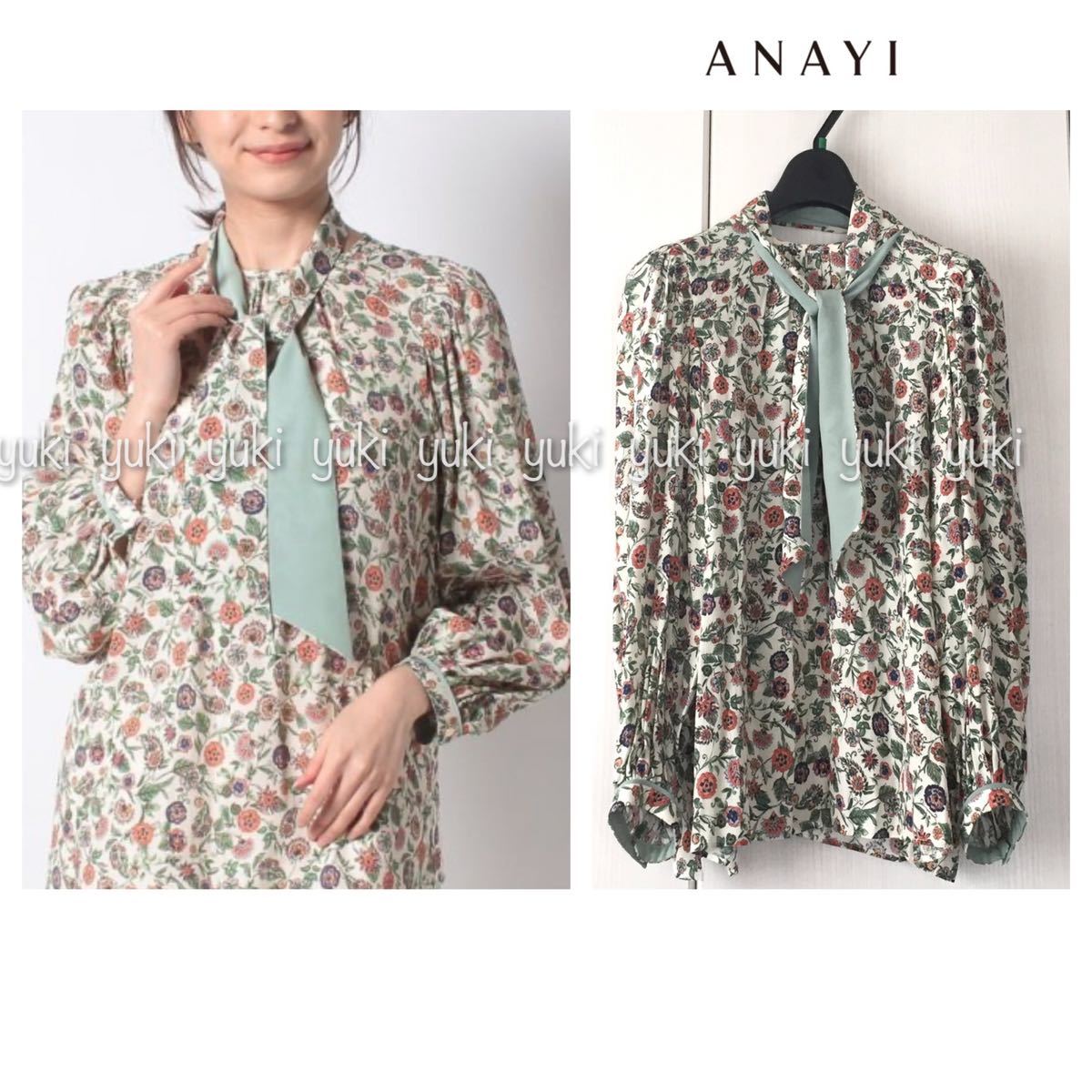 新作入荷!!】 ANAYI ブラウス パフスリーブ ドローイングプリント