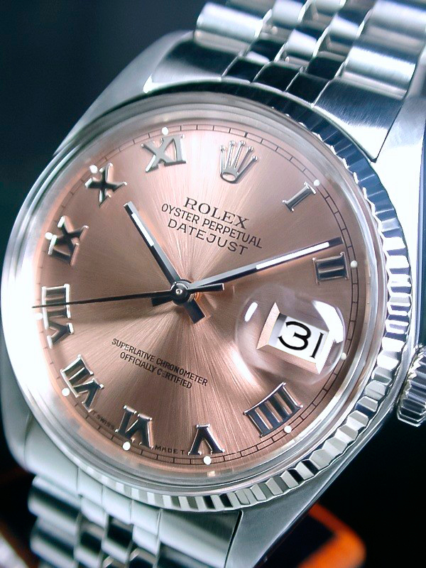 激レア ROLEX ロレックス 18金WGフルーテッド オイスターパーペチュアル ref.16014 Cal.3035 コッパーピンクローマン デイトジャスト超美品_画像2