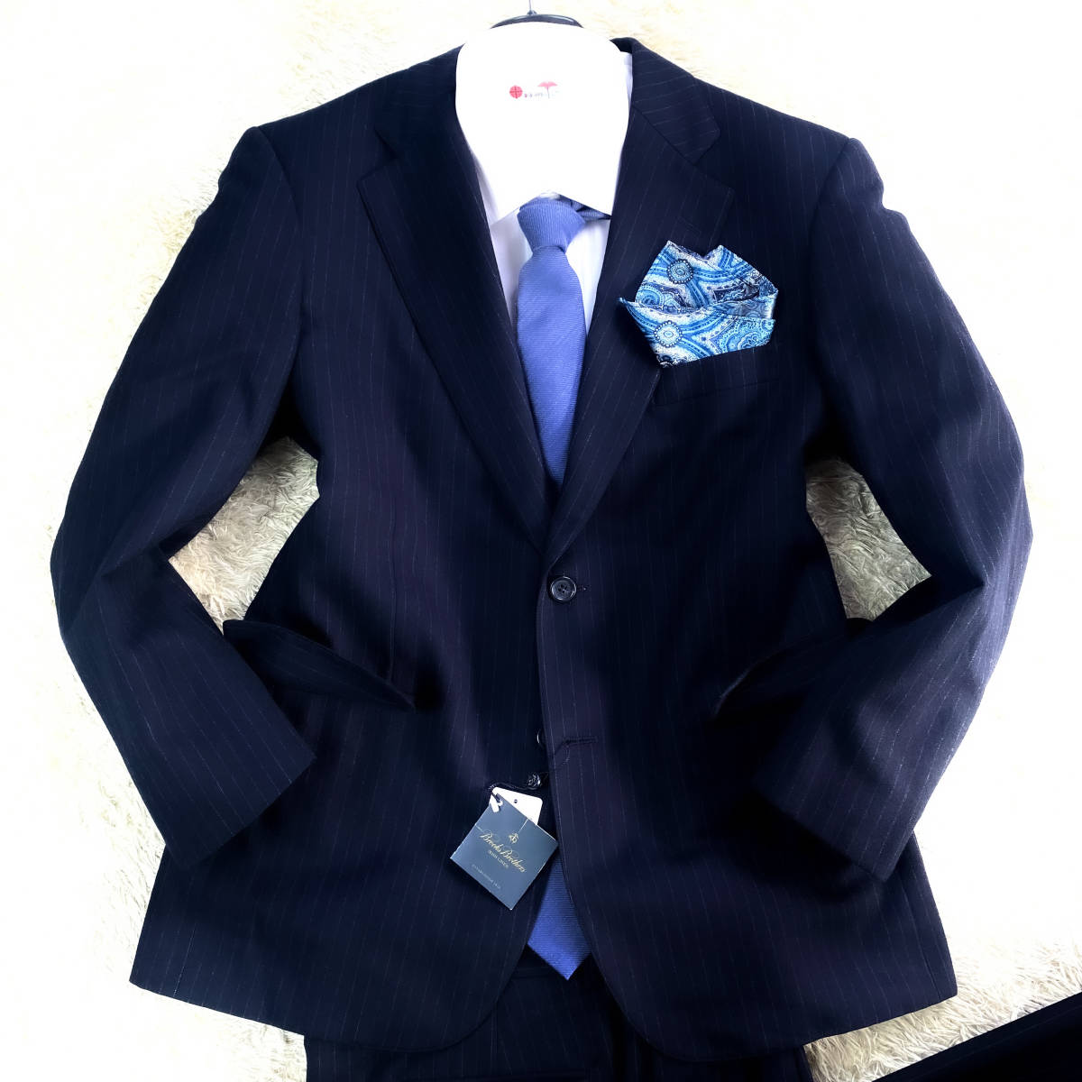 美品!希少XL.LL~L!BROOKS BROTHERSセットアップスーツ ネイビー濃紺