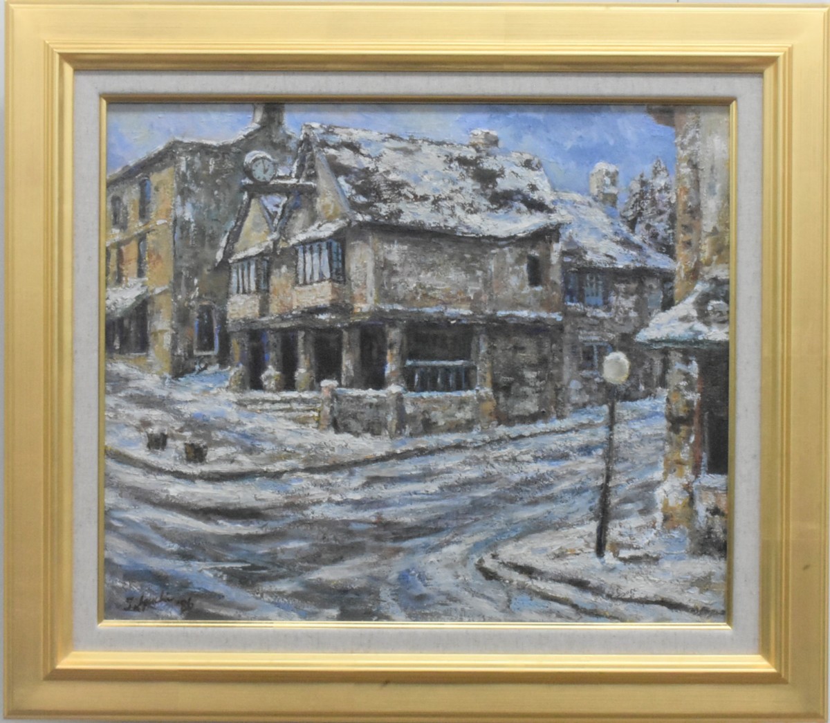 掘り出しオススメ油絵作品! 井口和子 8F 「雪の通り（イギリス）」 正光画廊