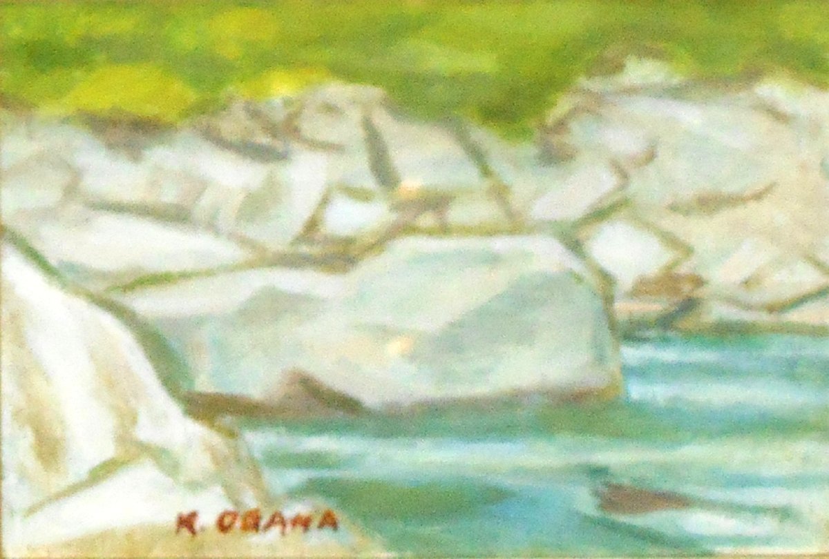 小川勝蔵 SM 「二服の渓流」 油彩画 【正光画廊・5500点出品中・お好き