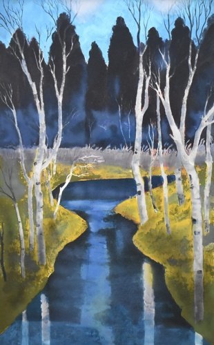 文化功労者日本画家版画作品 加藤東一 オリジナルリトグラフ 「分水嶺