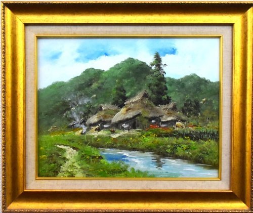 【真作】　駒井敬三郎　「山麓風景」　油彩画　4F　額付き　一水会入選　【正光画廊】　　_画像2