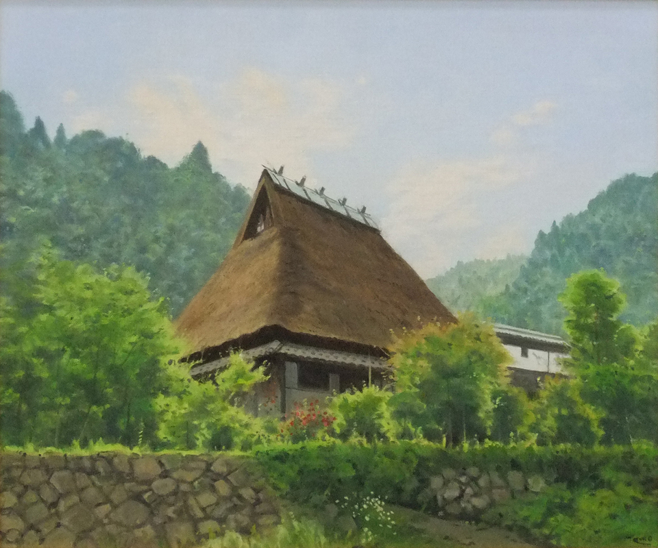 人気画家油絵作品! 　　　　　林朝路　　8号　　「美山風景」　　　　　　　　　　正光画廊_画像2